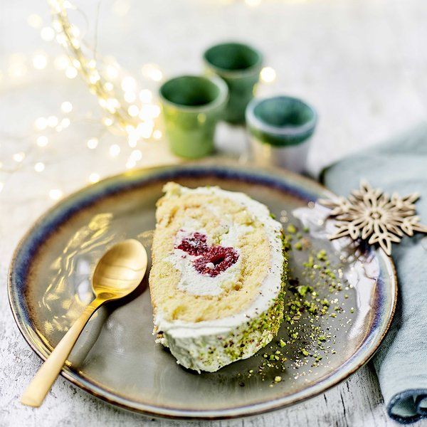 Pistachio & Raspberry Yule Log