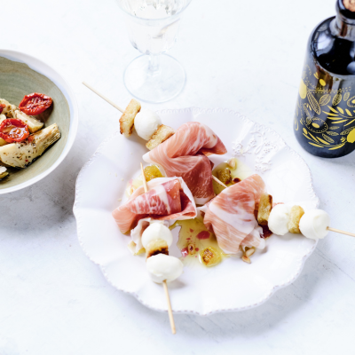 Mozzarella & Cured Ham Skewers