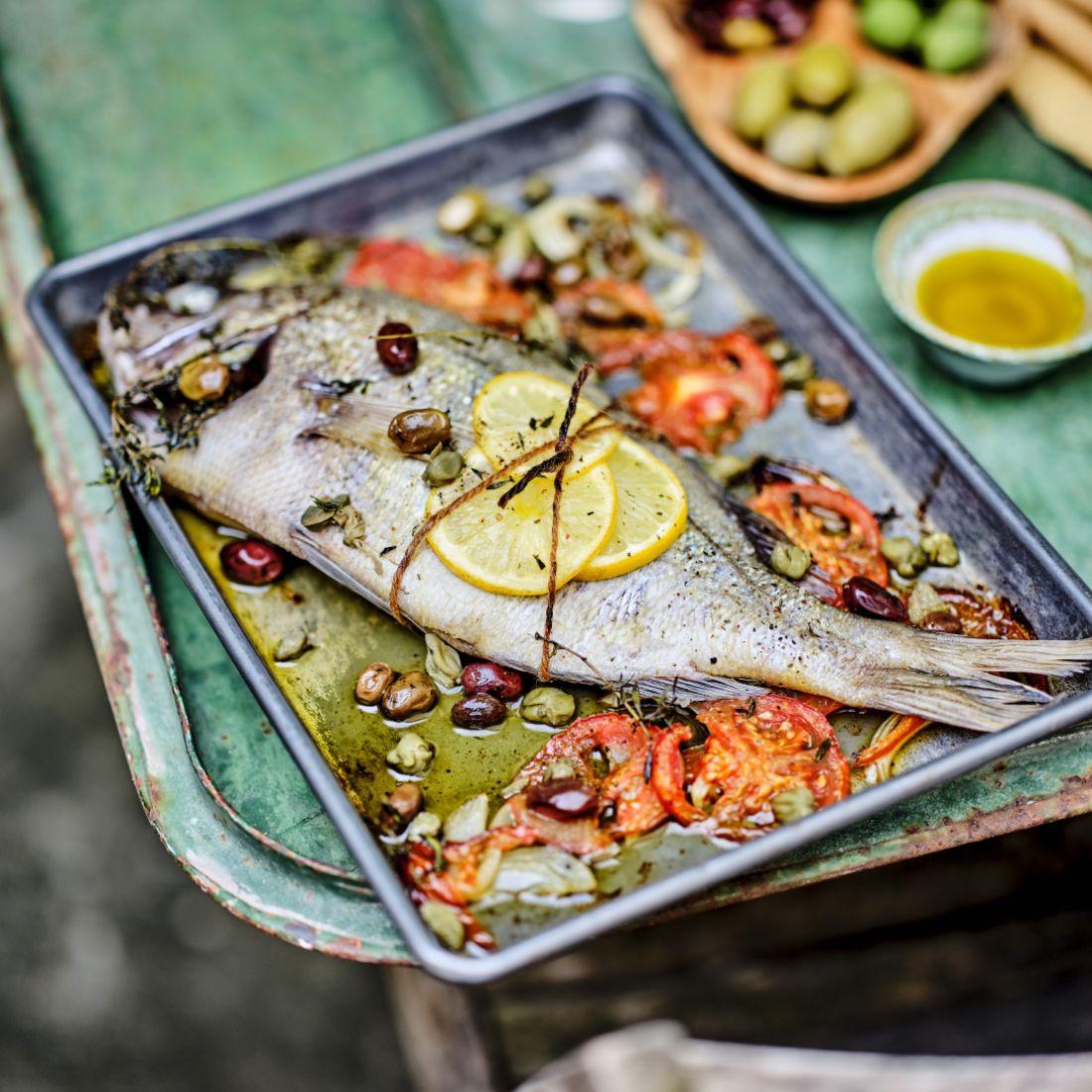 Sea Bream with Olive, Caper & Tomato Sauce