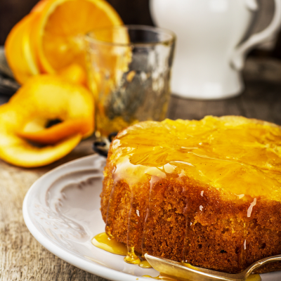 Green Lemon Cake with Mango Orange Glaze