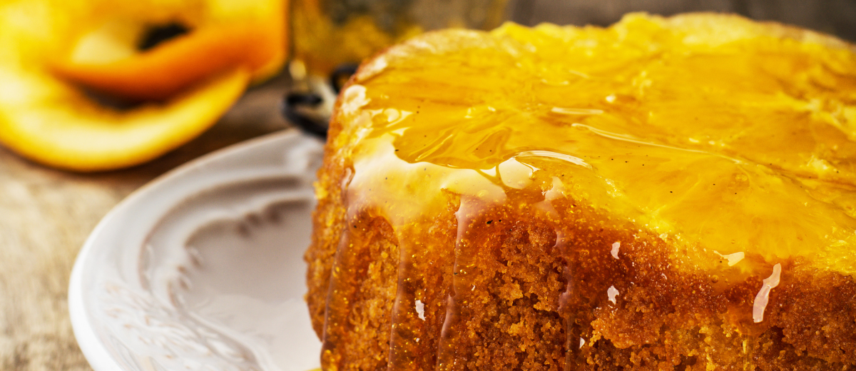 Green Lemon Cake with Mango Orange Glaze