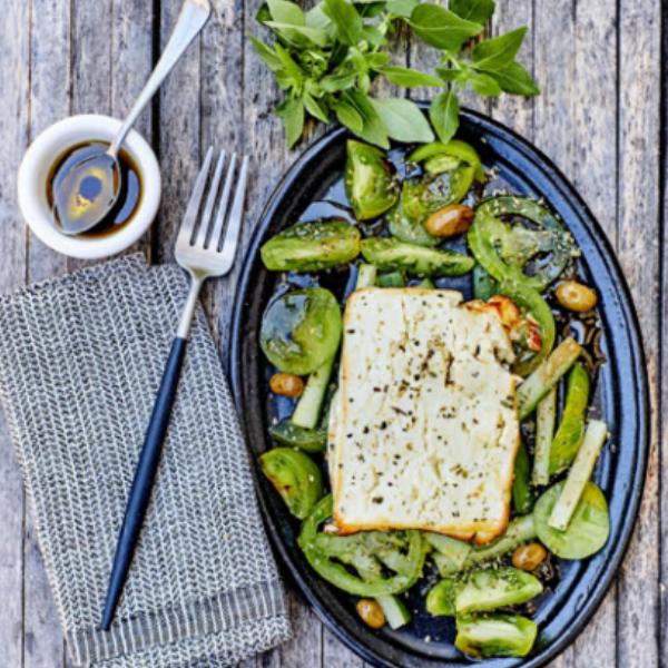 Grilled Feta & Green Tomato Salad