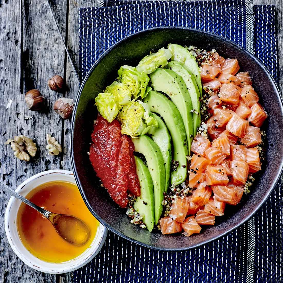 Poke Bowl with Salmon, Avocado & Grapefruit