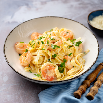 Lemon Linguine with Shrimp & Arugula