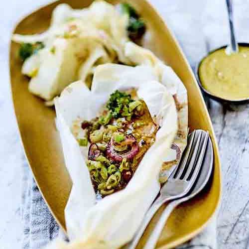 Salmon Papillote with Pistachio